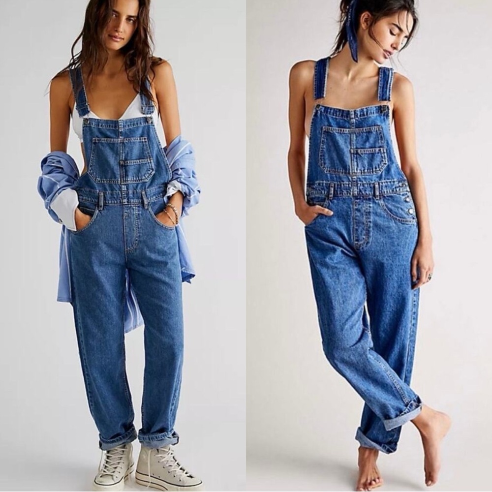 FREE PEOPLE We The Free Ziggy Denim Cotton Jean Overalls
